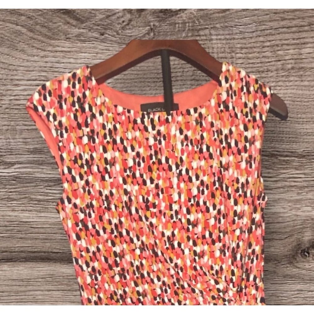 Sleeveless Faux Wrap Sheath Dress With Ruched‎ Detail Multicolor Womens Size 4